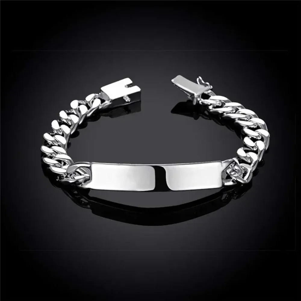 Awesome Men's Large 10mm Wide ID Bracelet Stamped .925 - Picture 10 of 11